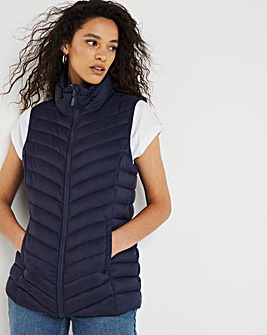 Navy Lightweight Padded Gilet with Recycled Padding