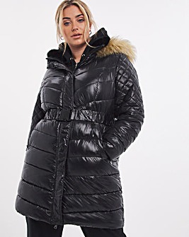 Black Luxe Longline Padded Coat