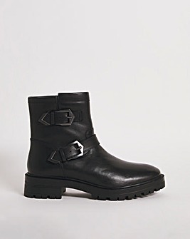 Leather Chunky Buckle Boot EEE Fit