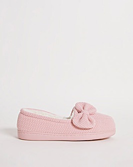 Soft Warm Lined Bow Slippers E Fit