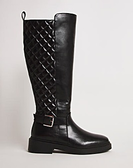 Quilted High Leg Boot EEE Fit Curvy Calf
