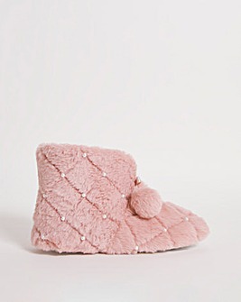 Cosy Pom Pom Slipper Boots EEE Fit