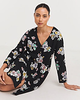 Floral Relaxed Button Through Smock Dress