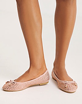 Jasmine Diamante Ballerina Shoes Wide Fit Simply Comfort