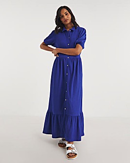 Textured Jersey Midi Shirt Dress
