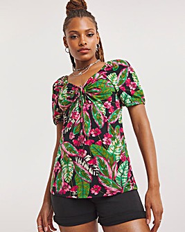 Tropical Print Luxe Jersey Top