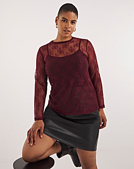 Burgundy Lace Layering Top