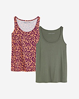 Khaki & Print 2 Pack Swing Vests