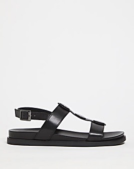 Leather T Bar Sandals with Stud Detail E Fit