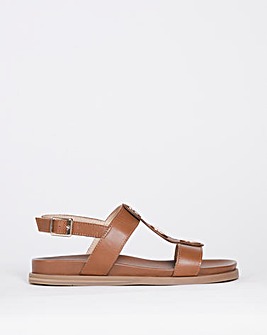 Leather T Bar Sandals with Stud Detail E Fit