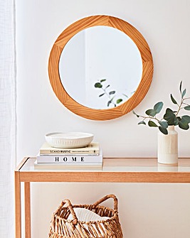 Round Wood Wall Mirror