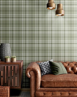 Catherine Lansfield Sage Kelso Check Wallpaper