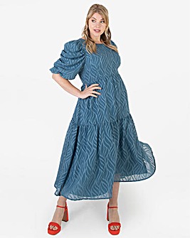 Lovedrobe Luxe Blue Textured Midi Dress