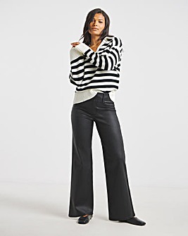 Black Coated Wide Leg Jeggings