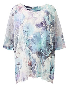 Floral Print Mesh Jersey Top