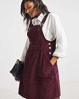 Simply Be Black Cord Mini Dungaree Dress