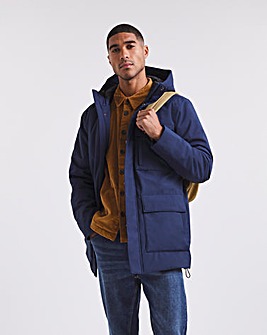 Navy Clean Padded Hooded Jacket
