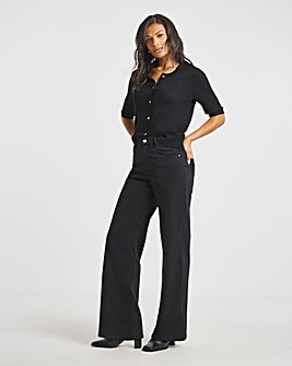 Black Wide Leg Cosy Jeans