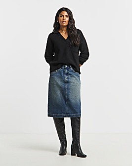 Simply Be Vintage Wash Knee Skirt