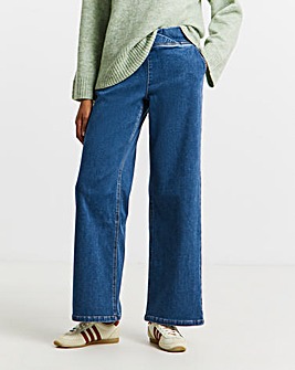 Mid Wash Cosy Weekender Wide Leg Jegging