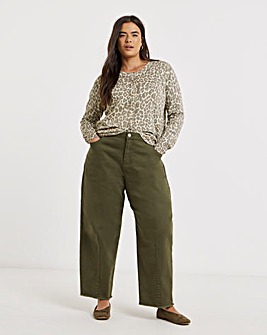 Olive Dart Detail Barrel Leg Jeans