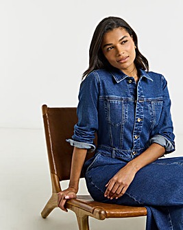 Statement Button Midaxi Denim Dress