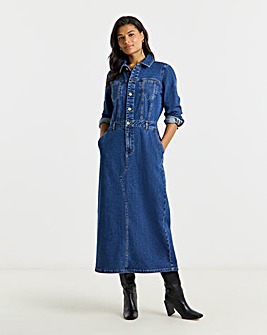 Statement Button Midaxi Denim Dress