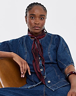 Simply Be Mid Wash Button Through Denim Blouse