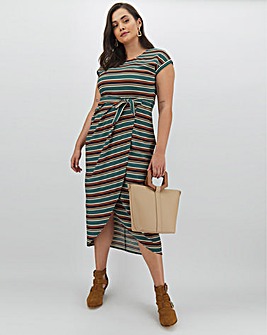 Apricot Stripe Wrap Dress