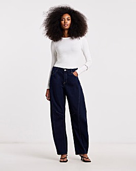 Black Voluminous Barrel Leg Jean