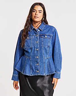 Mid Wash Denim Peplum Jacket