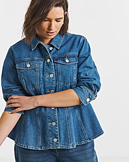 Mid Wash Denim Peplum Jacket