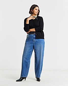 Mid Wash Seamed Barrel Jeans