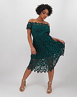 Chi Chi London Crochet Lace Bardot Dress