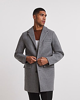 Grey Faux Wool Overcoat