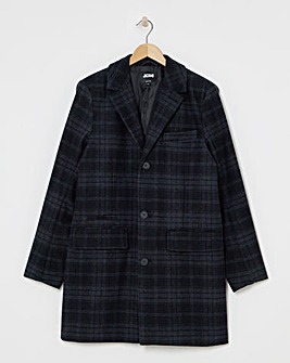 Wool Mix Check Overcoat