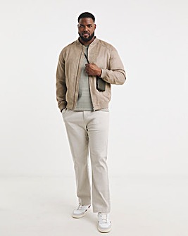 Beige Faux Suede Bomber