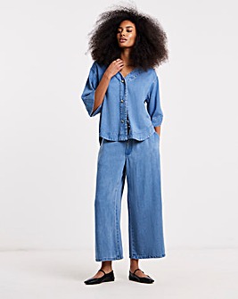 Light Blue Tencel Tie Waist Culottes