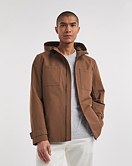 Brown Hooded Zip Up Jacket