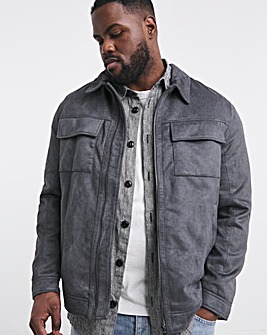 Grey Faux Suede Zip Jacket