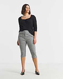 Simply Be Gingham Printed Denim Capri Jeans
