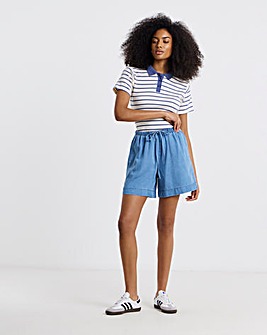 Light Blue Tencel Denim Jogger Shorts