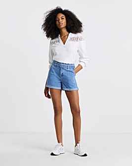 Light Blue Belted Denim Shorts