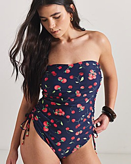 MAGISCULPT Medium Control Cherry Print Adjustable Leg Bandeau Swimsuit