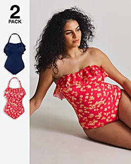 Simply Be Value 2 Pack Bandeau Ruffle Swimsuits