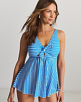 Figleaves Stripe Tie Front Tankini Top