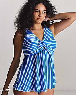 Figleaves Stripe Tie Front Tankini Top