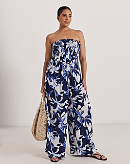 Shirred Bandeau Beach Jumpsuit