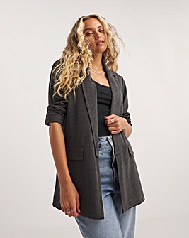 Grey Stretch Ponte Jersey Relaxed Blazer