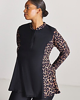 Sports Swim Rash Guard Black/Leopard